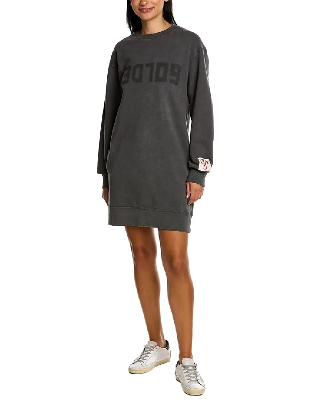 Golden Goose Logo Sweatshirt Dress Hoodie with V-Neck Classic Versatile
