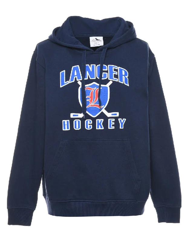 Hockey Hooded Sports Sweatshirt - L Hoodie with Ribbed Cuffs Snug Fit Comfort