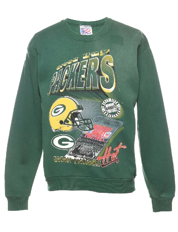 GREEN Bay Packers Printed Sweatshirt - M Oversized Hoodie Comfort Casual