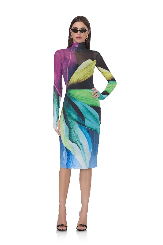 Shona Dress - Black Lotus Halter Neckline Beach
