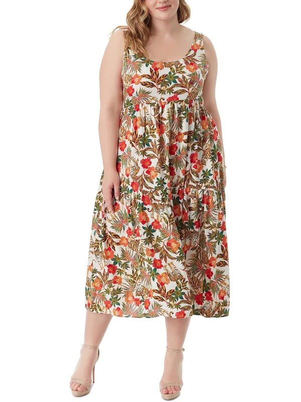 Plus Cheryl Womens Floral Print Viscose Maxi Dress Tunics Chic elegant