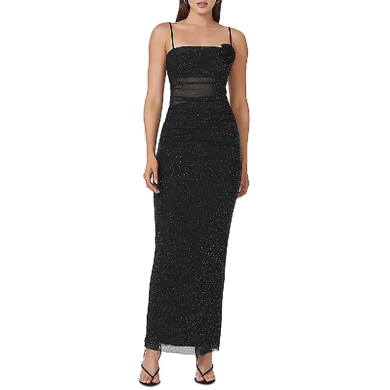 Jennan Womens Mesh Rhinestone Sheath Dress Tunics Chic elegant