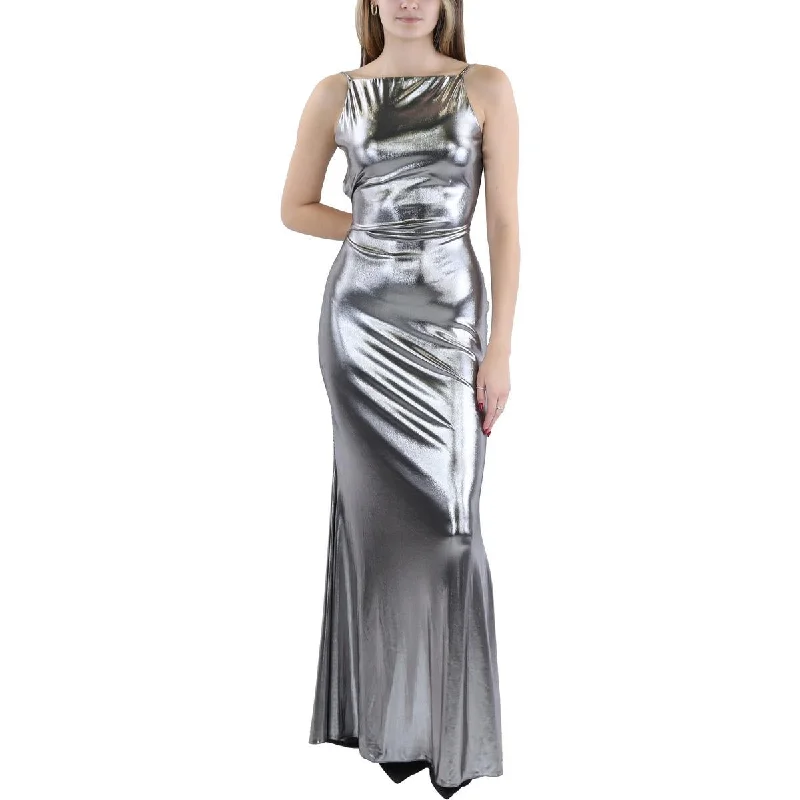 Womens Full Length Metallic Evening Dress Tunics Denim casual