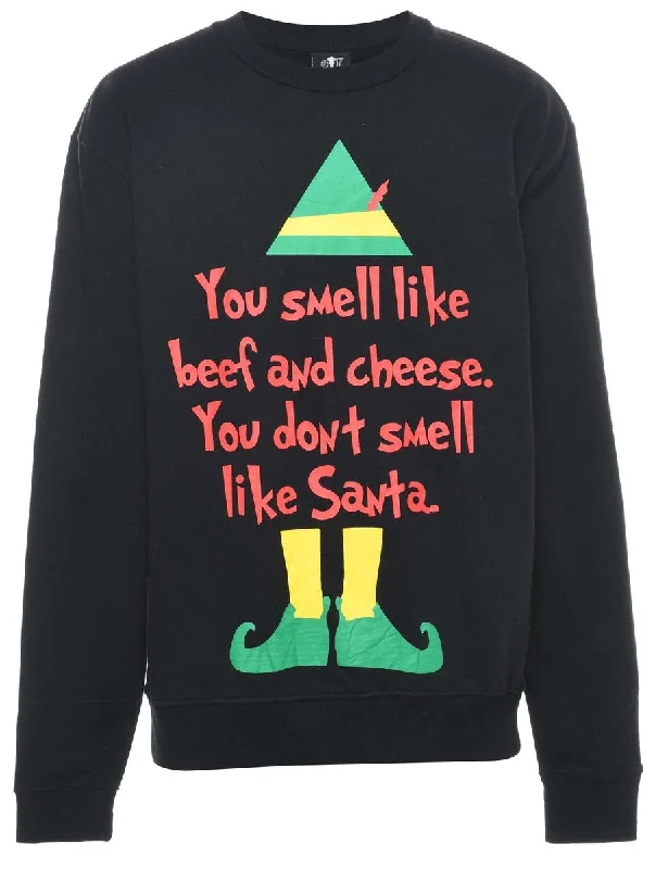 Black Christmas Sweatshirt - S Hoodie with Cropped Fit Short Trendy