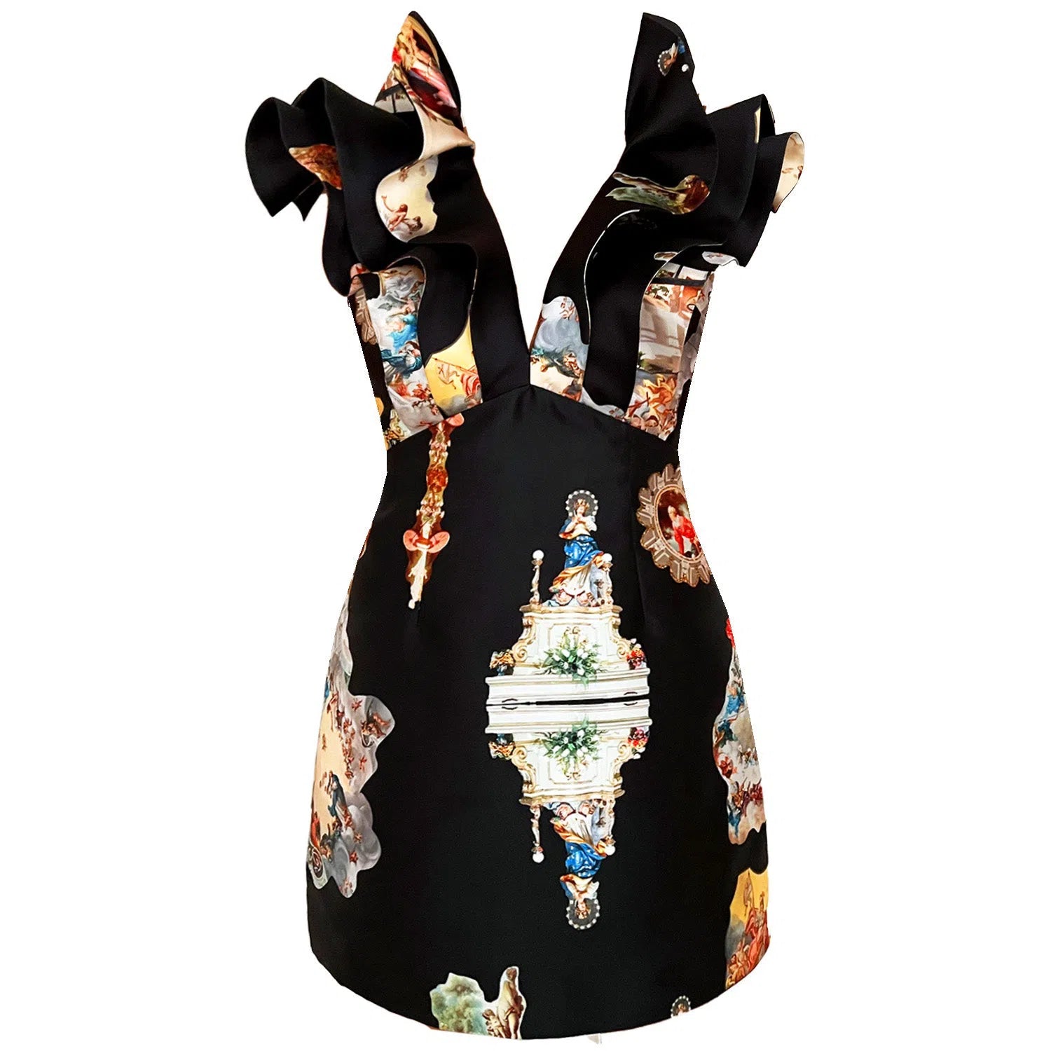 Butterfly mini dress printed black sicily Tunics Modern contemporary
