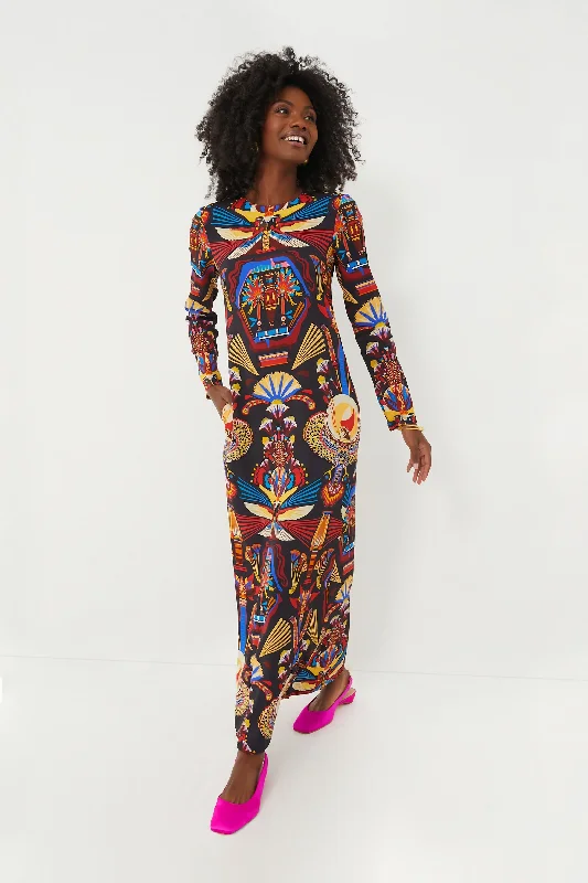 Nephthys Long Sleeve Swing Dress Tunics Spring floral