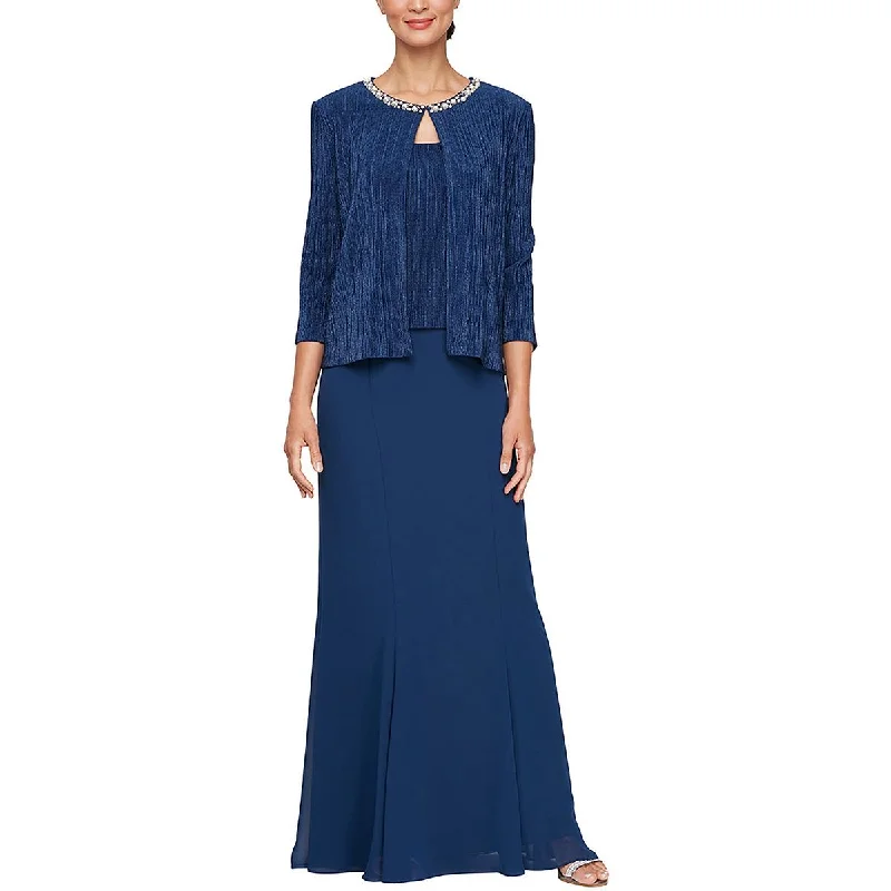 Womens Metallic 2PC Evening Dress Tunics Luxurious high-end