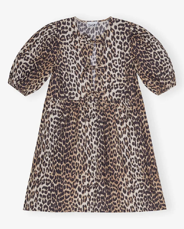 Cotton Tie String Mini Dress Leopard Tunics Floral girly