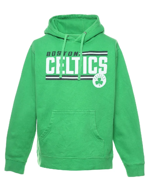 Green Boston Celtics Hoodie - M Hoodie with Hem Embroidery Detailed Premium