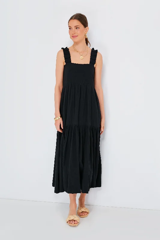 Exclusive Black Rio Dress Crew Neckline Casual
