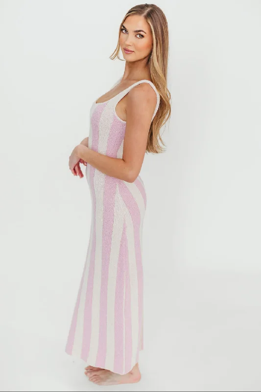 Gianna Striped Sweater Maxi Dress in Pink/Ivory Tunics Essential wardrobe
