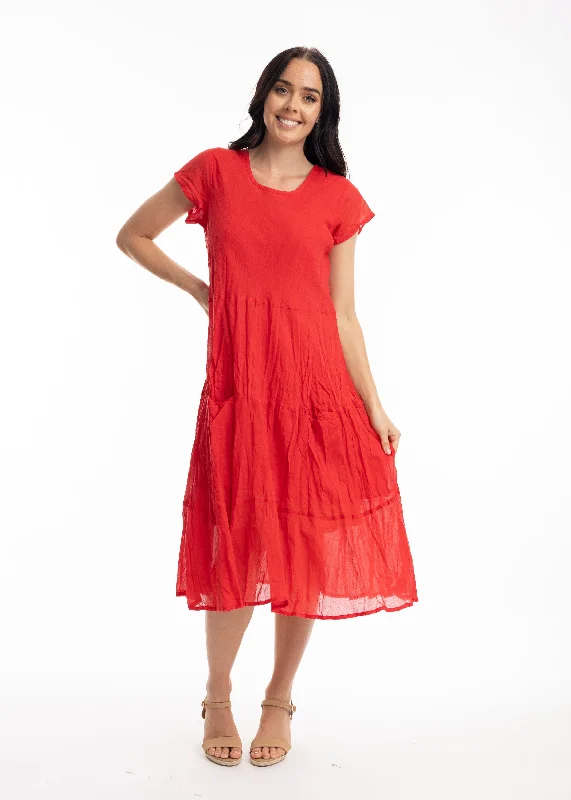 Orientique - Essentials Cotton Gauze Bias Dress with Pockets Tunics Fall fleece