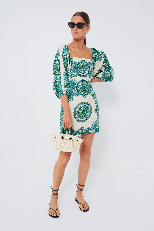Teal Floral Topiary Montauk Dress Tunics Sophisticated sleek