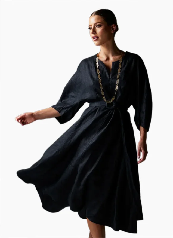 Fairfax Dress - Black Square Neckline Feminine