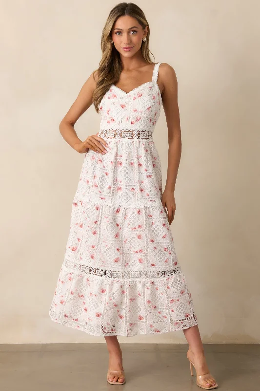 Classical Ballet White Embroidered Midi Dress Tunics Canvas sturdy