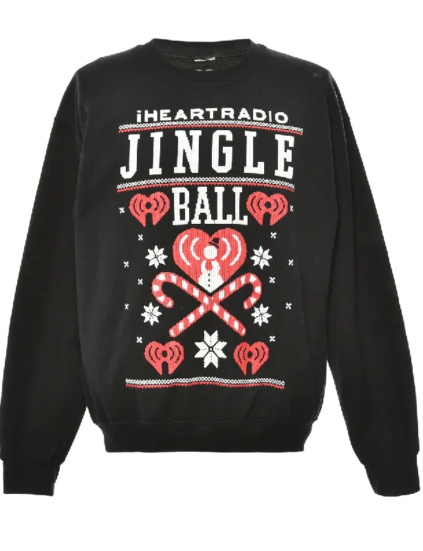 Black Christmas Sweatshirt - M Hoodie with Longline Fit Extended Stylish