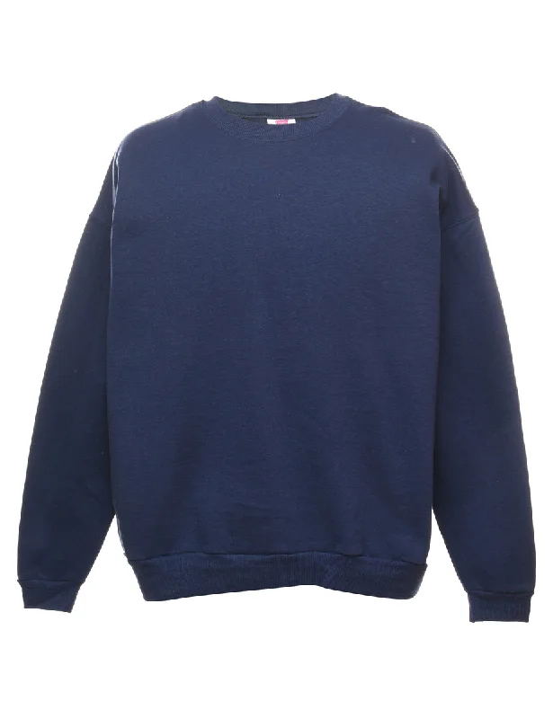 Navy Plain Sweatshirt - XL Hoodie with Tie-Dye Psychedelic Retro