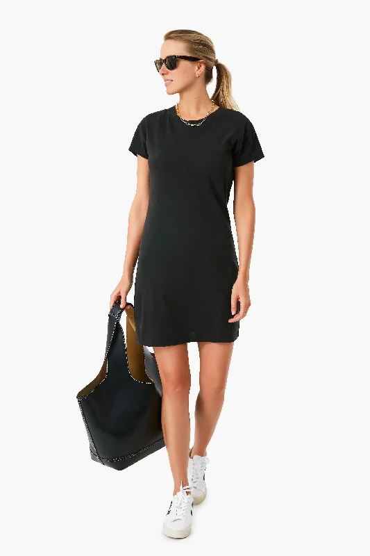 Black Modern Slub Tee Dress Tunics Canvas sturdy