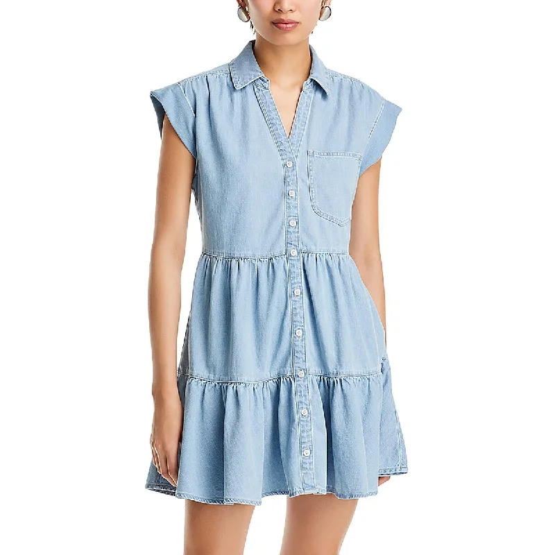 Trisha Dress Womens Collared Mini Shift Dress Tunics Bridal satin