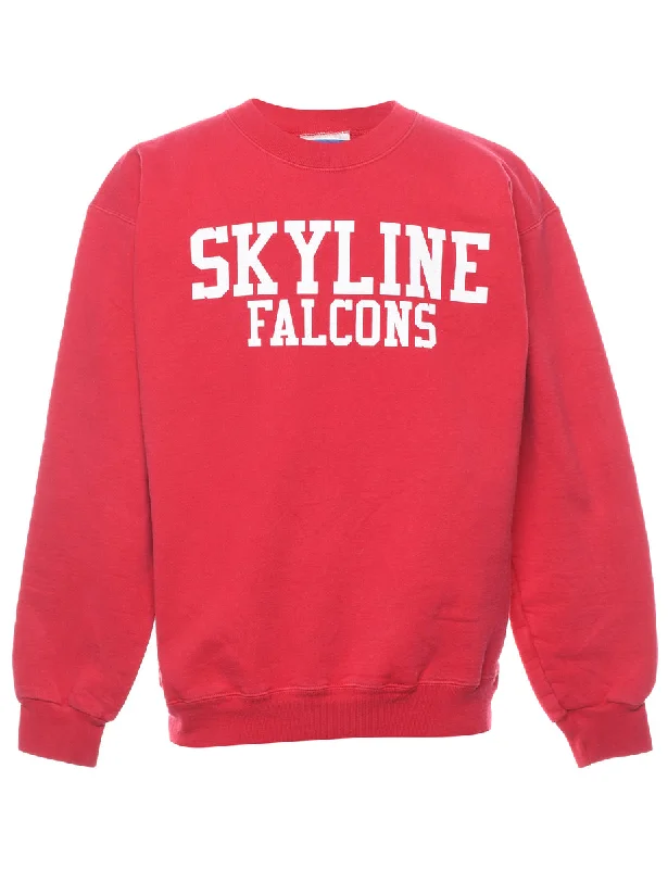 Red Skyline Falcons Printed Sweatshirt - S Hoodie Crop Top Short Trendy