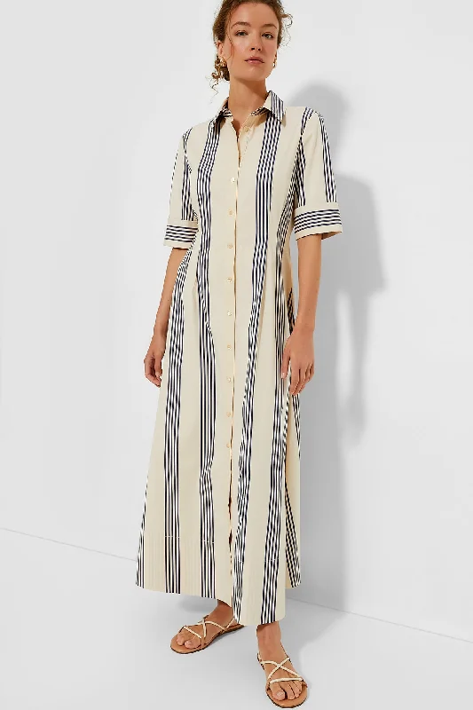 Marine Bayadere Stripe Maxi Joan Dress Boatneck Modish Everyday