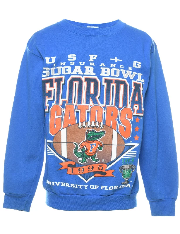 Florida Gators Blue & Orange Printed Sweatshirt - M Hoodie with Illustration Artistic Creative Florida Gators Blue & Orange Printed Sweatshirt - M Hoodie with Illustration Artistic Creative