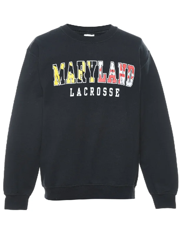 Black Maryland Lacrosse Printed Sweatshirt - S Hooded Sweatshirt Casual Wear Street Style Black Maryland Lacrosse Printed Sweatshirt - S Hooded Sweatshirt Casual Wear Street Style