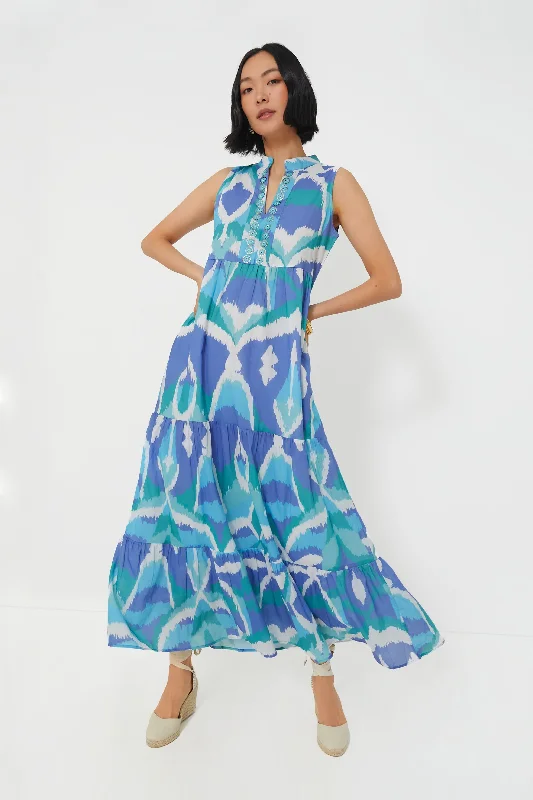 Cerulean Watercolor Ikat Tessa Dress Tunics Custom made