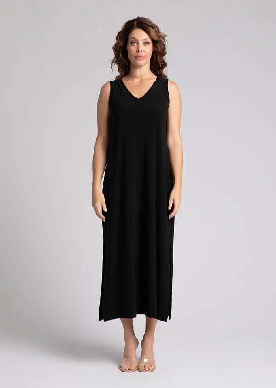 Sympli - Reversible Slit Tank Dress Tunics Satin smooth