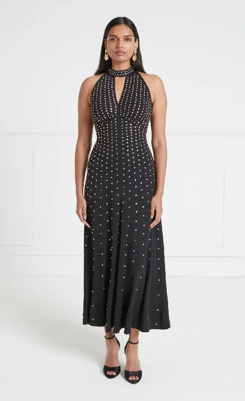 Loretta Halter Dress - Black Tunics Practical easy-care
