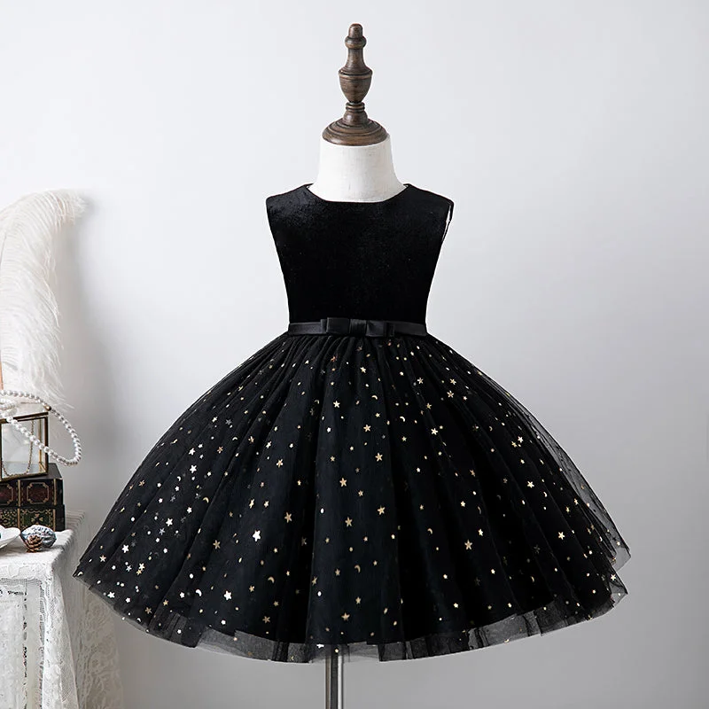 Baby Girl Princess Dress Sleeveless Black Puffy Sequined Birthday Party Dress Boatneck Modish Everyday Baby Girl Princess Dress Sleeveless Black Puffy Sequined Birthday Party Dress Boatneck Modish Everyday
