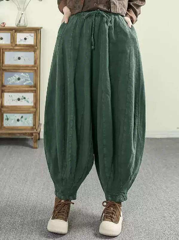 Women Spring Retro Pure Color Harem Pants Fashionable Work Pants