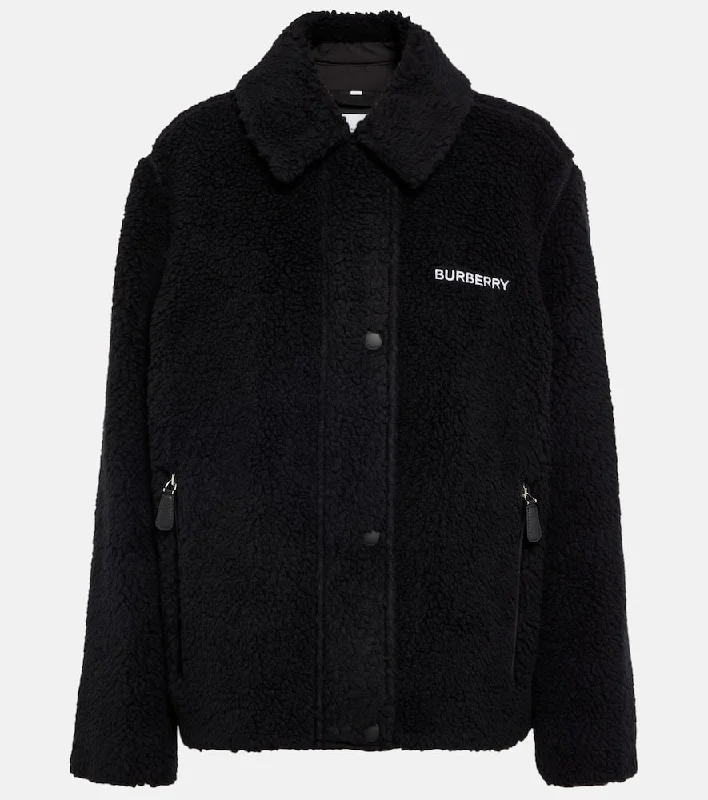 Burberry Embroidered wool-blend fleece jacket Faux Fur Jacket Real Fur Jacket Shearling Jacket Burberry Embroidered wool-blend fleece jacket Faux Fur Jacket Real Fur Jacket Shearling Jacket