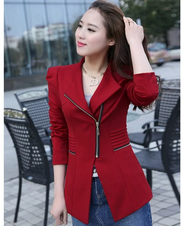 Women Slim Blazer Feminino Coat Casual Jacket small zipper suit jacket female Long-Sleeve Blazer Black patchwork Women Blazer Front Pockets Side Pockets Patch Pockets Women Slim Blazer Feminino Coat Casual Jacket small zipper suit jacket female Long-Sleeve Blazer Black patchwork Women Blazer Front Pockets Side Pockets Patch Pockets