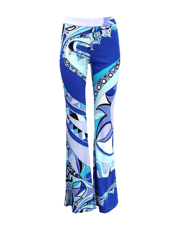 Side Zip Boot Cut Printed Pant Trendy Wide-Leg Pants