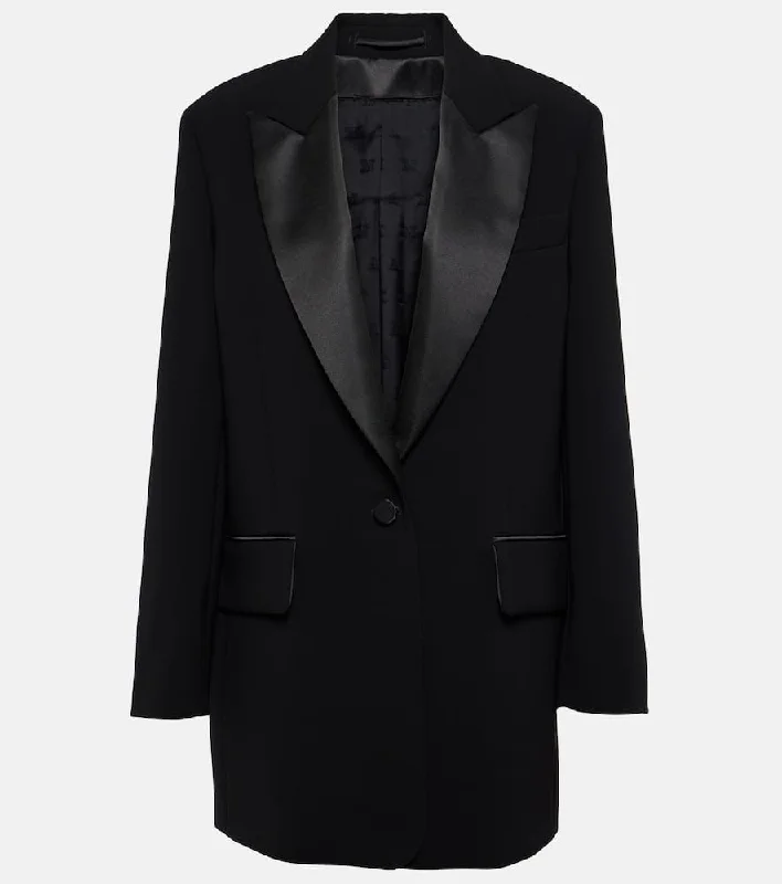 Max Mara Dyser tuxedo jacket Satin Fabric Silk Fabric Chiffon Fabric
