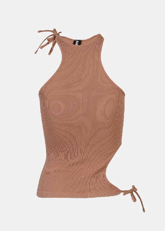 Brown Halterneck Tank Top graphic tank top