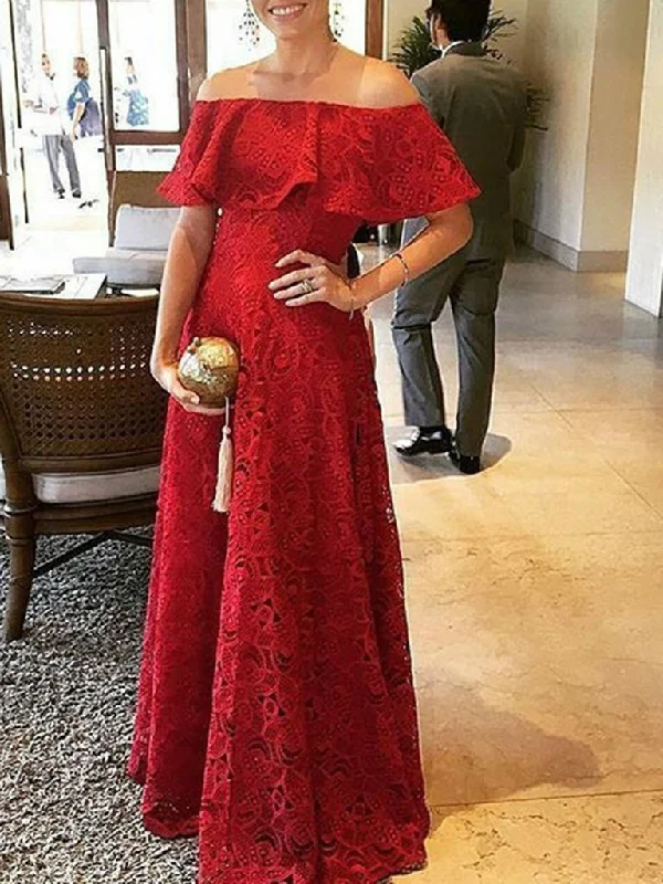 Floor-Length A-Line Lace Off-The-Shoulder Wedding Party Dress,DS3757 Tunics Exclusive limited Floor-Length A-Line Lace Off-The-Shoulder Wedding Party Dress,DS3757 Tunics Exclusive limited