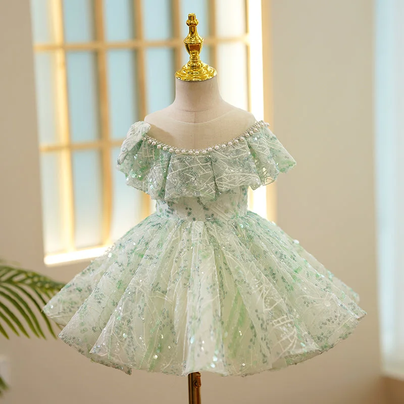 Toddler Ball Gowns Girl Pageant Party Dress Summer Sequins Puffy Princess Dress Tunics Long Elegant Toddler Ball Gowns Girl Pageant Party Dress Summer Sequins Puffy Princess Dress Tunics Long Elegant