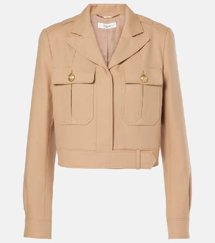 Chloe Cropped cotton jacket Fleece Jacket Down Jacket Feather Jacket