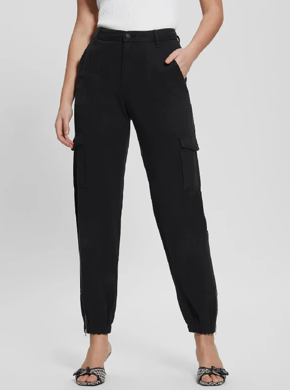 Black Bowie Cargo Chino Pants Wide-Legged Palazzos