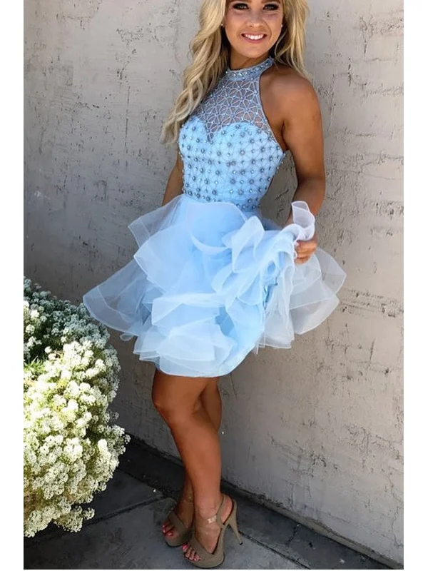 Sexy Homecoming Dress A-line Halter Rhinestone Light Sky Blue Short Prom Dress Party Dress JK525 Pencil Length Work Sexy Homecoming Dress A-line Halter Rhinestone Light Sky Blue Short Prom Dress Party Dress JK525 Pencil Length Work