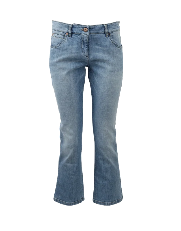 Cropped Flare Denim Pant Trendy Work Pants