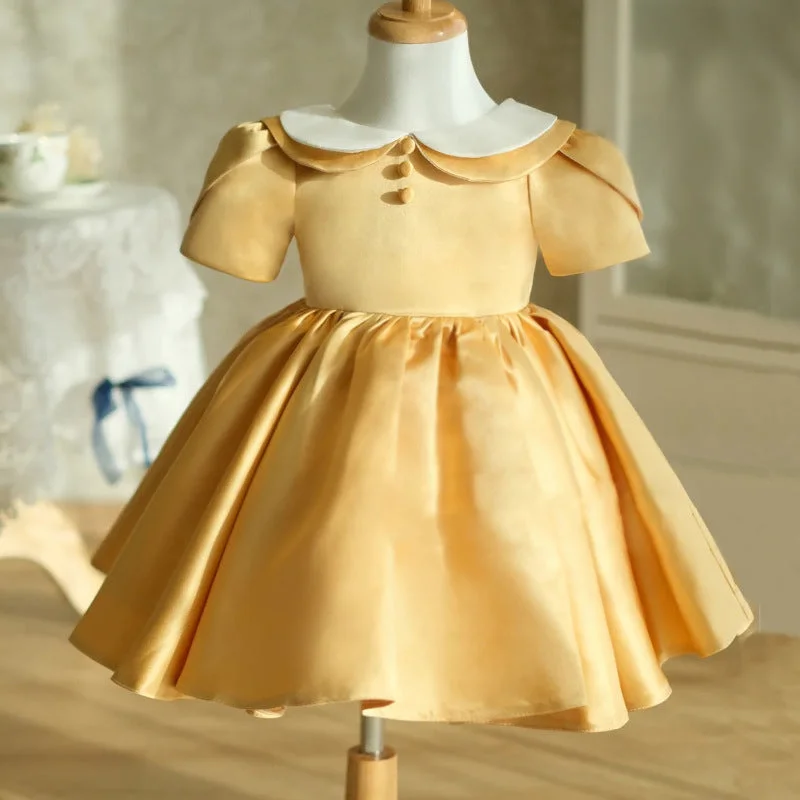 Baby Girl Dress Toddler Summer Cute Yellow Doll Collar Fluffy Princess Party Dress Off-the-shoulder Chic Trendy Baby Girl Dress Toddler Summer Cute Yellow Doll Collar Fluffy Princess Party Dress Off-the-shoulder Chic Trendy