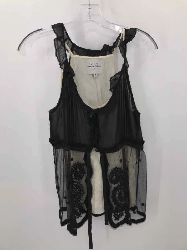 Pre-Owned Chelsea Flower Black Size Medium Tank Top sequin tank top