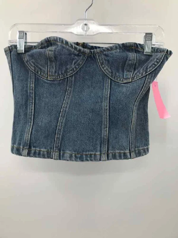 Pre-Owned Ronny Kobo Blue Size XS Strapless Tank mesh tank top