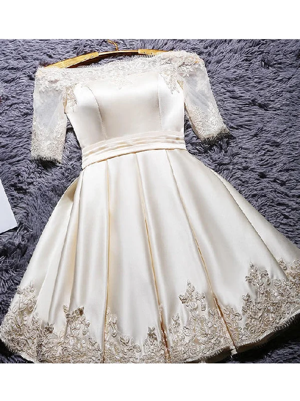 Homecoming Dress Off-the-shoulder Satin Short Prom Dress Party Dress JK031 Shift Classic Vintage Homecoming Dress Off-the-shoulder Satin Short Prom Dress Party Dress JK031 Shift Classic Vintage