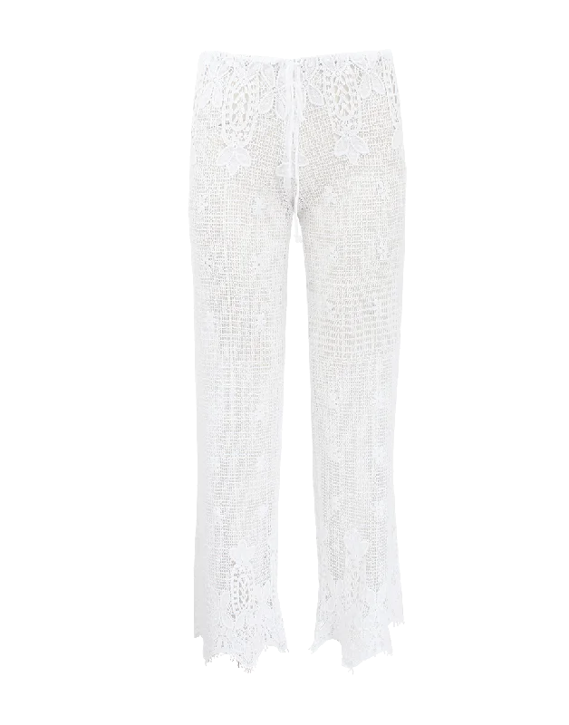 Cotton Crochet Pants Slim-Fit Khaki Pants