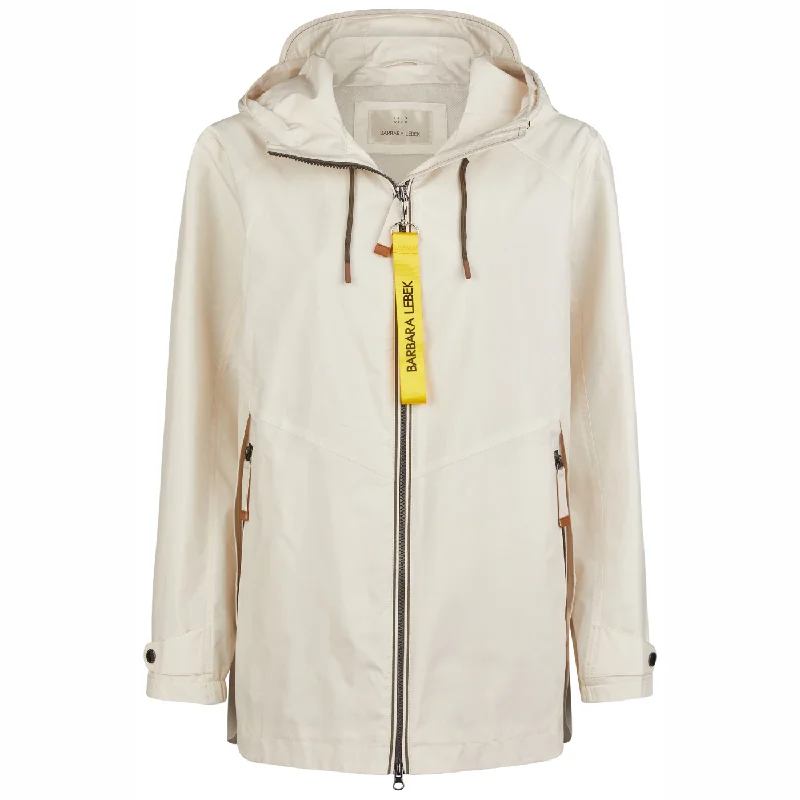 Barbara Lebek Jacket with Hood | Ecru Hoodie Zip-Up Jacket Button-Up Jacket