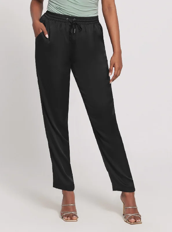 Eco Black Viola Jogger Pants Formal Linen Trousers